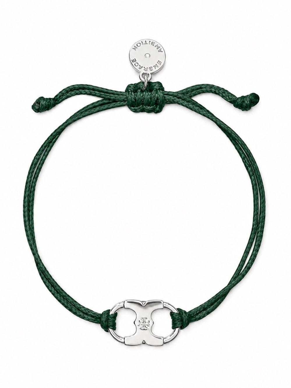 NWT Tory Burch Embrace Ambition Bracelet Green & Silver